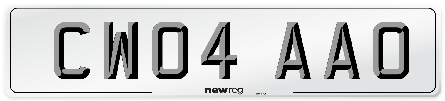 CW04 AAO Number Plate from New Reg